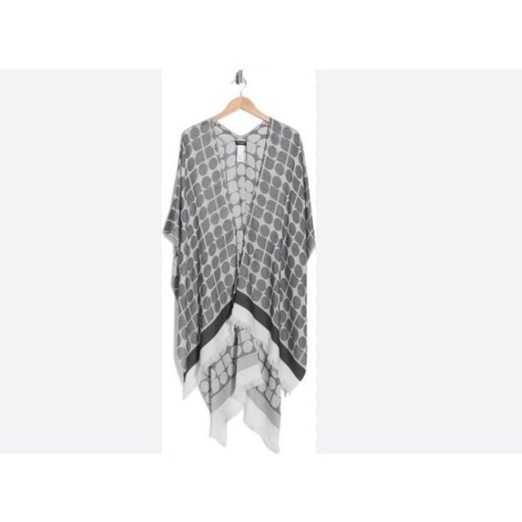 KATE SPADE NY Noel dye open front topper duster cover up - Black/Cream- One size - Picture 4 of 7